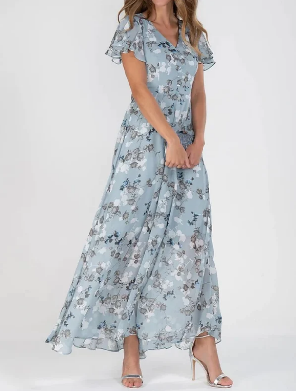 Maxi Dress | Flowy | Butterfly Sleeve | Floral Dress | Summer Dress-Fashion Nora