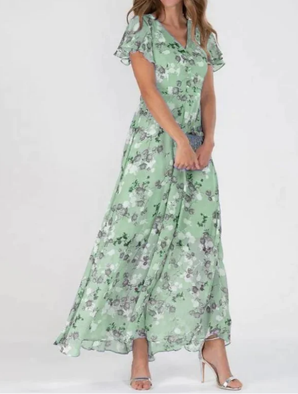 Maxi Dress | Flowy | Butterfly Sleeve | Floral Dress | Summer Dress-Fashion Nora