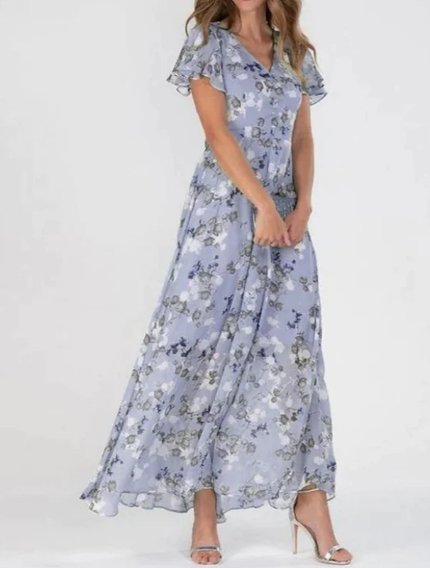 Maxi Dress | Flowy | Butterfly Sleeve | Floral Dress | Summer Dress-Fashion Nora