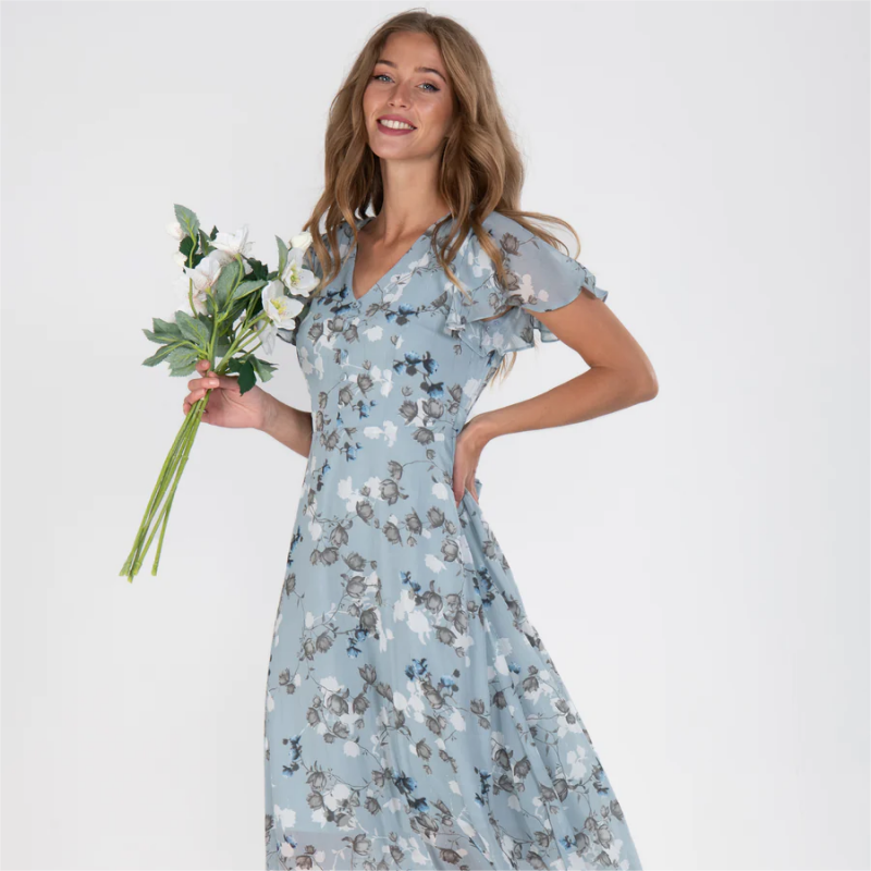 Maxi Dress | Flowy | Butterfly Sleeve | Floral Dress | Summer Dress-Fashion Nora