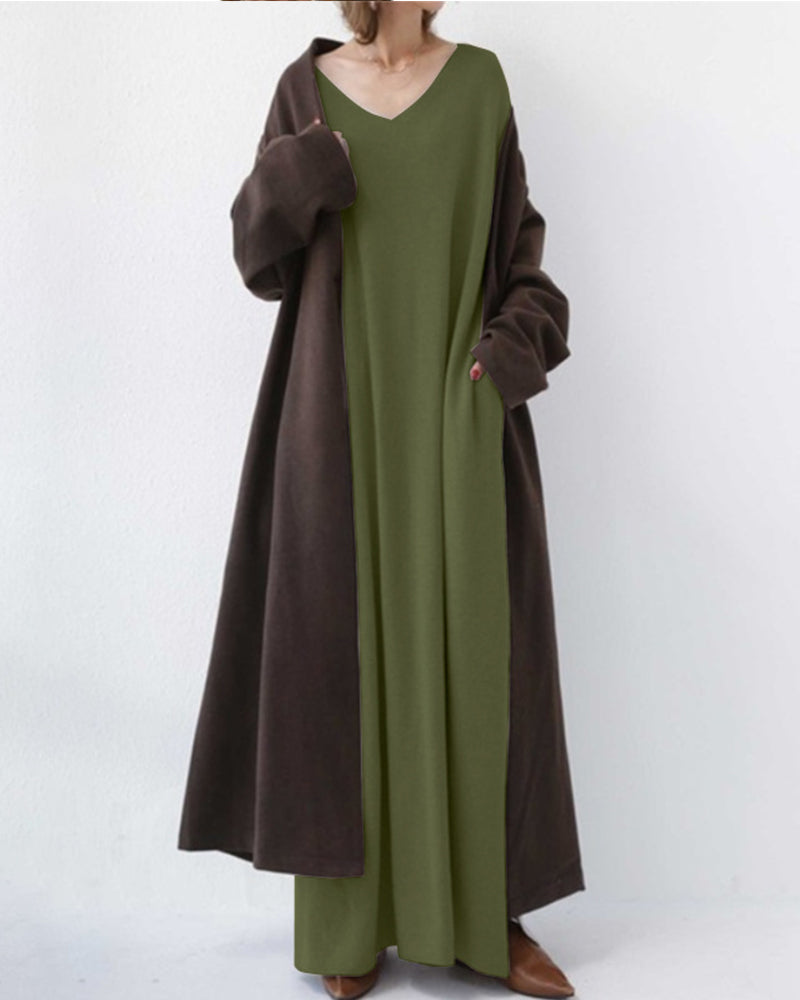Maxi Dress | Long Sleeve | Loose Fit | Long Knitted Dress | Long Jumper Dress-Fashion Nora
