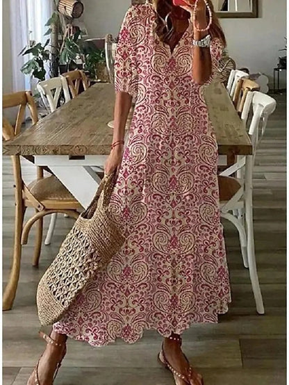 Maxi Dress | Loose Fit | Long Sleeve | Boho Dress | Maxi Sundress-Fashion Nora