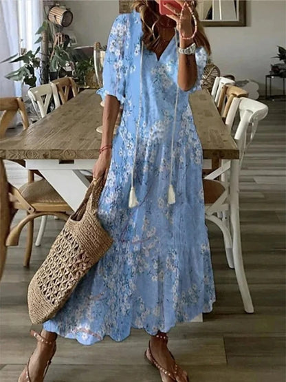 Maxi Dress | Loose Fit | Long Sleeve | Boho Dress | Maxi Sundress-Fashion Nora