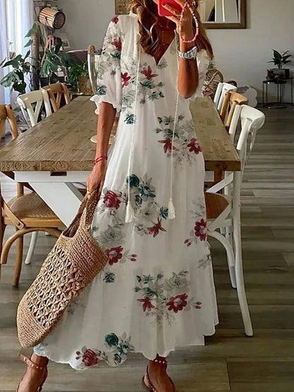 Maxi Dress | Loose Fit | Long Sleeve | Boho Dress | Maxi Sundress-Fashion Nora