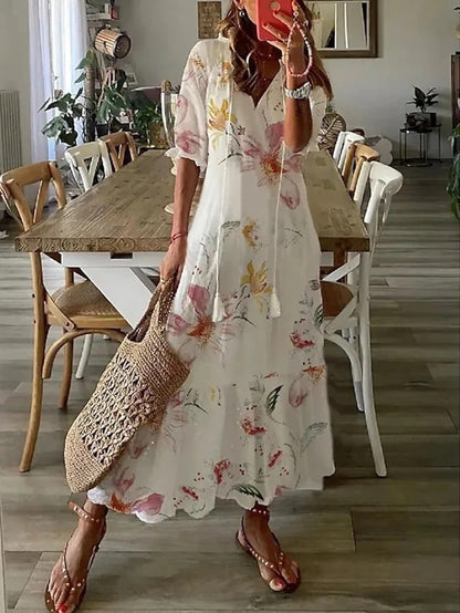 Maxi Dress | Loose Fit | Long Sleeve | Boho Dress | Maxi Sundress-Fashion Nora