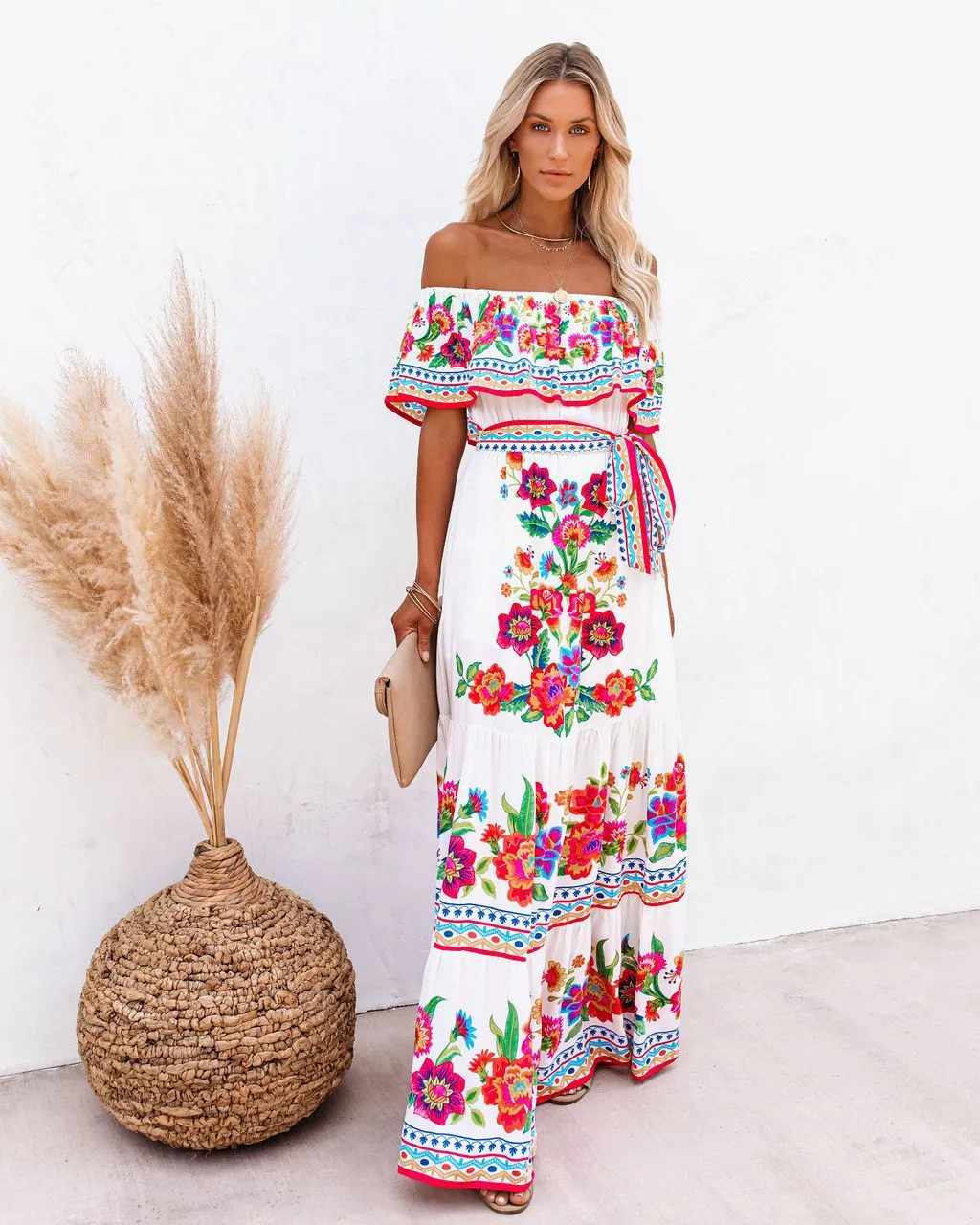 Maxi Dress | Off-Shoulder | Floral | Boho Dress | Maxi Sundress-Fashion Nora