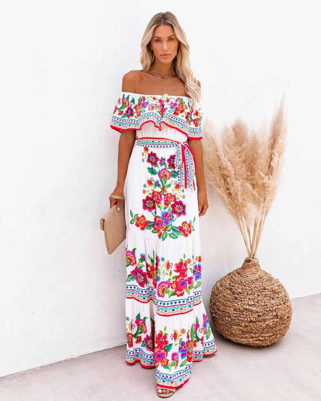 Maxi Dress | Off-Shoulder | Floral | Boho Dress | Maxi Sundress-Fashion Nora