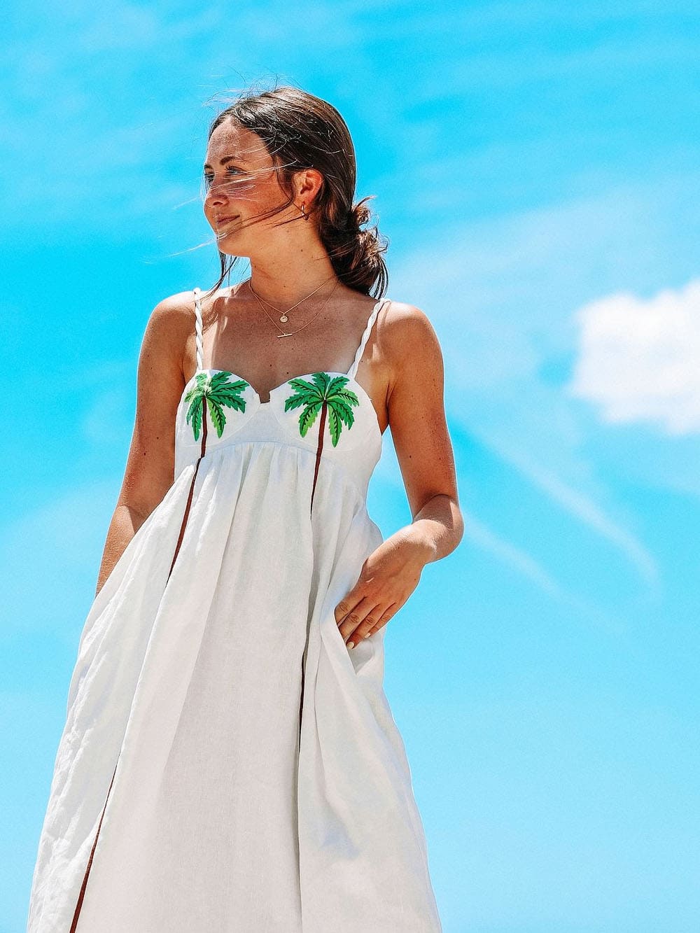 Maxi Dress - White Sleeveless Spaghetti Strap A-Line Summer Dress-Fashion Nora