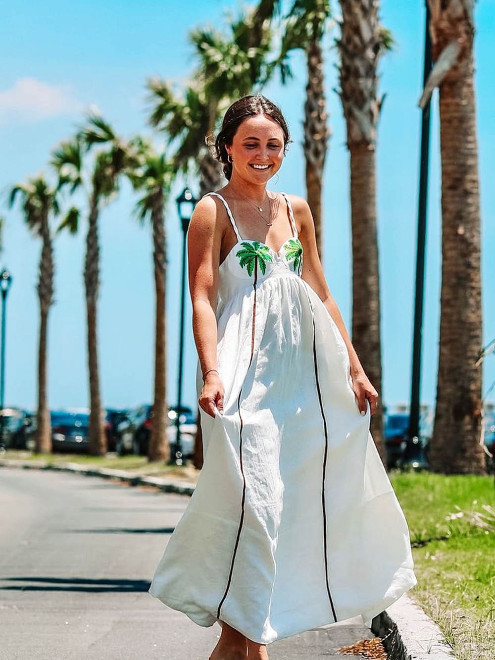 Maxi Dress - White Sleeveless Spaghetti Strap A-Line Summer Dress-Fashion Nora