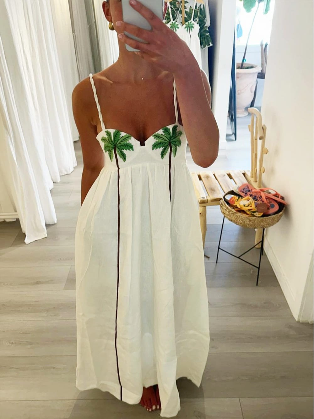 Maxi Dress - White Sleeveless Spaghetti Strap A-Line Summer Dress-Fashion Nora