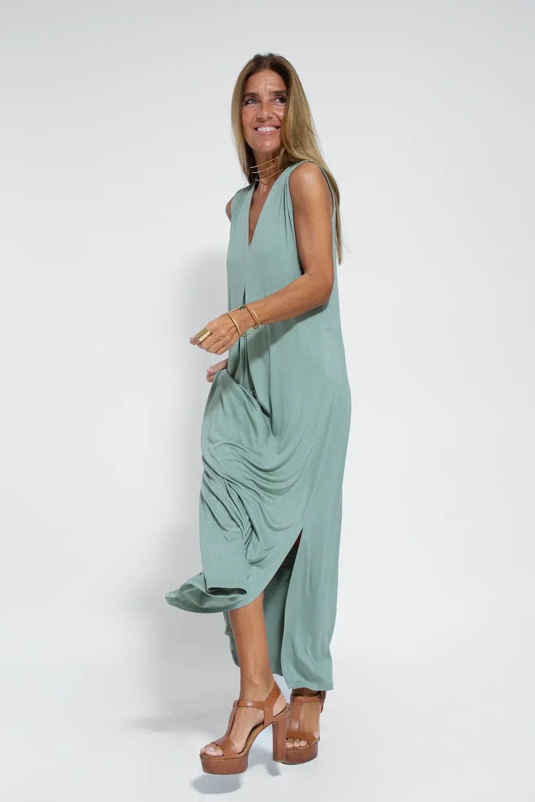 Maxi Dress - Women's V-Neck Dress and Long Cardigan Two-Piece Set-Fashion Nora