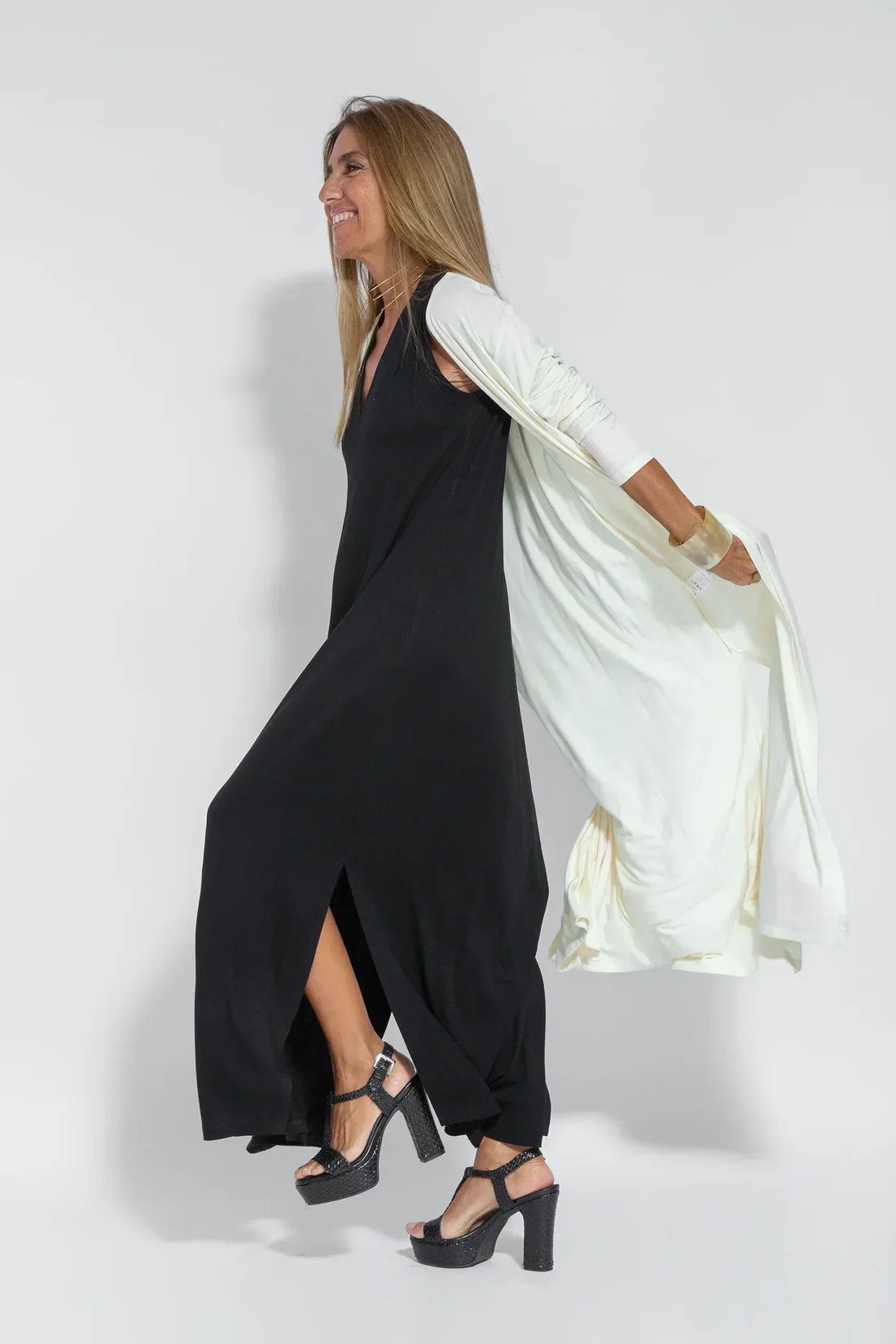 Maxi Dress - Women's V-Neck Dress and Long Cardigan Two-Piece Set-Fashion Nora