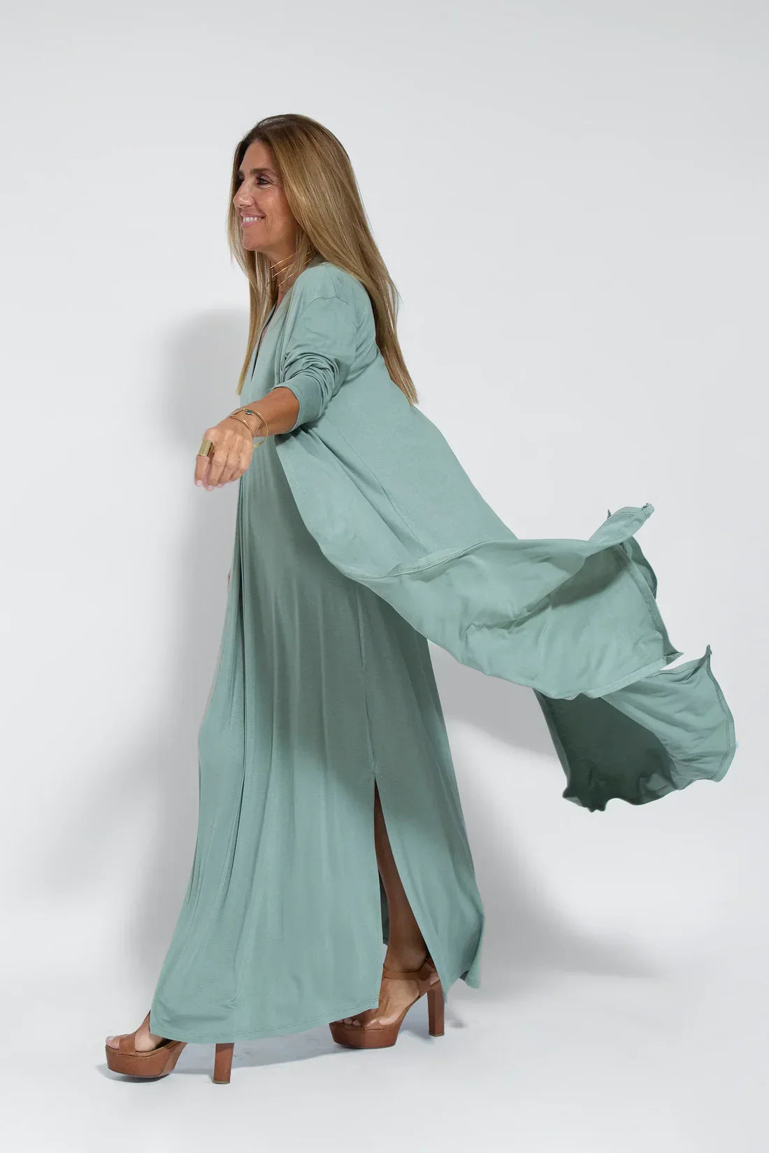 Maxi Dress - Women's V-Neck Dress and Long Cardigan Two-Piece Set-Fashion Nora