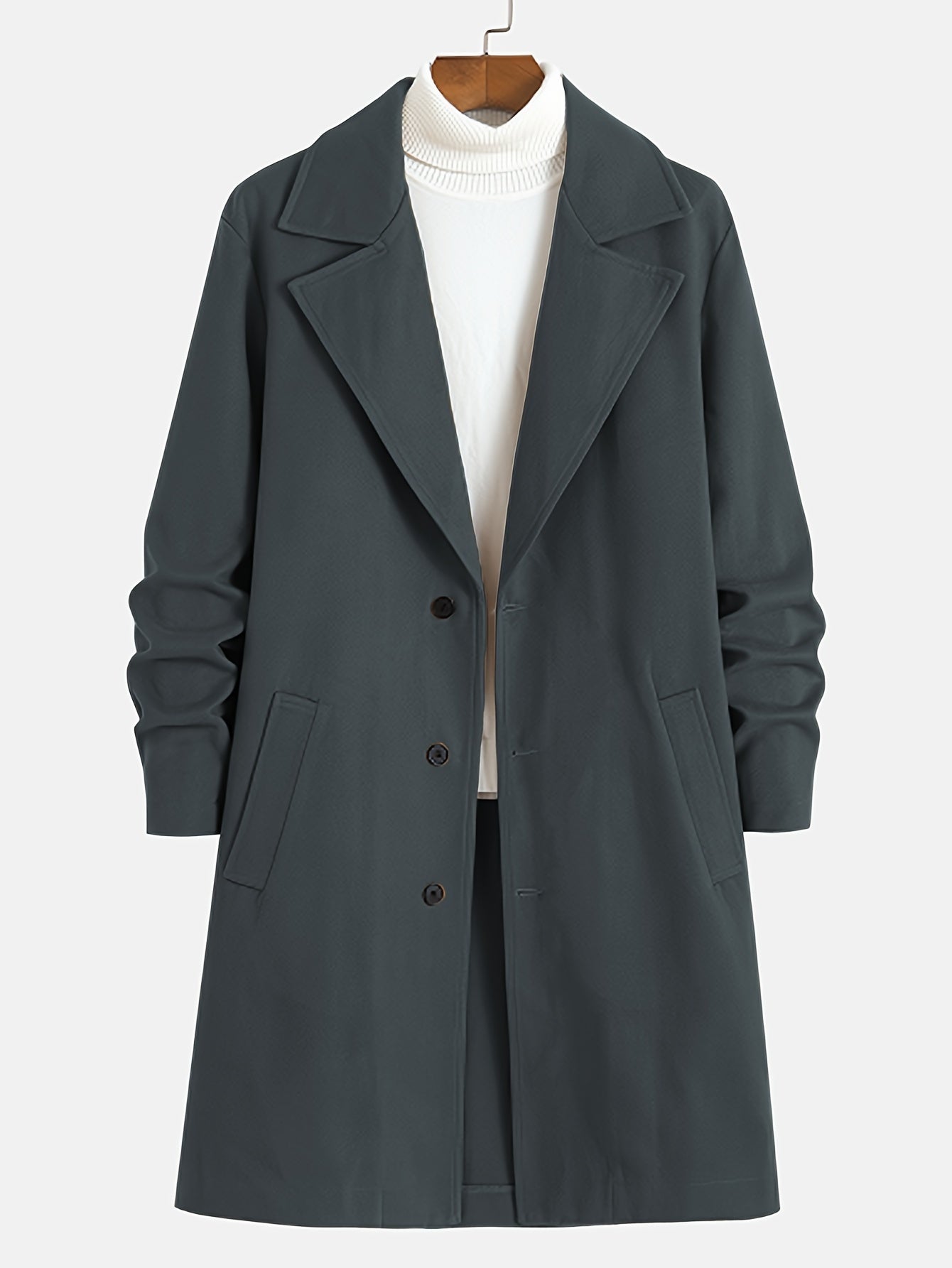 Men's Trench Coat - Wool Blend - Single Breasted - Wool Trench Coat - Men's Jackets-Fashion Nora