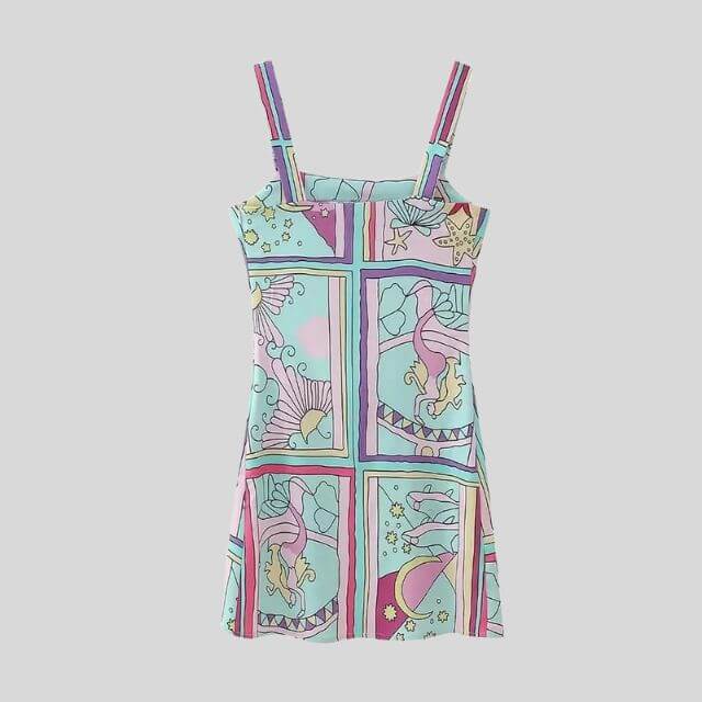 Mini Dress - Sleeveless - Colorful - Printed Dress - Summer Dress-Fashion Nora