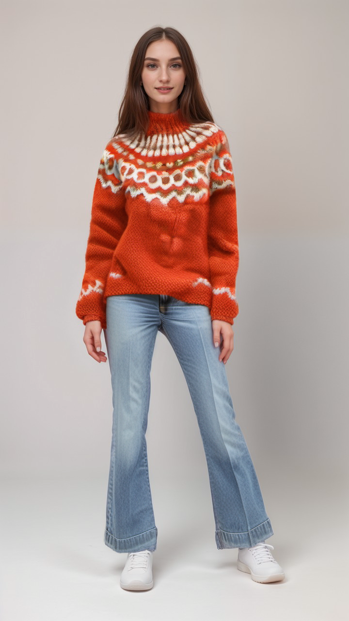 Nordic Jumper | Warm | High Neck | Knitted Sweater | Women's Knitwear-Fashion Nora