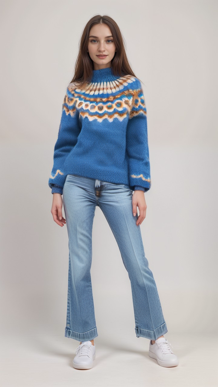 Nordic Jumper | Warm | High Neck | Knitted Sweater | Women's Knitwear-Fashion Nora