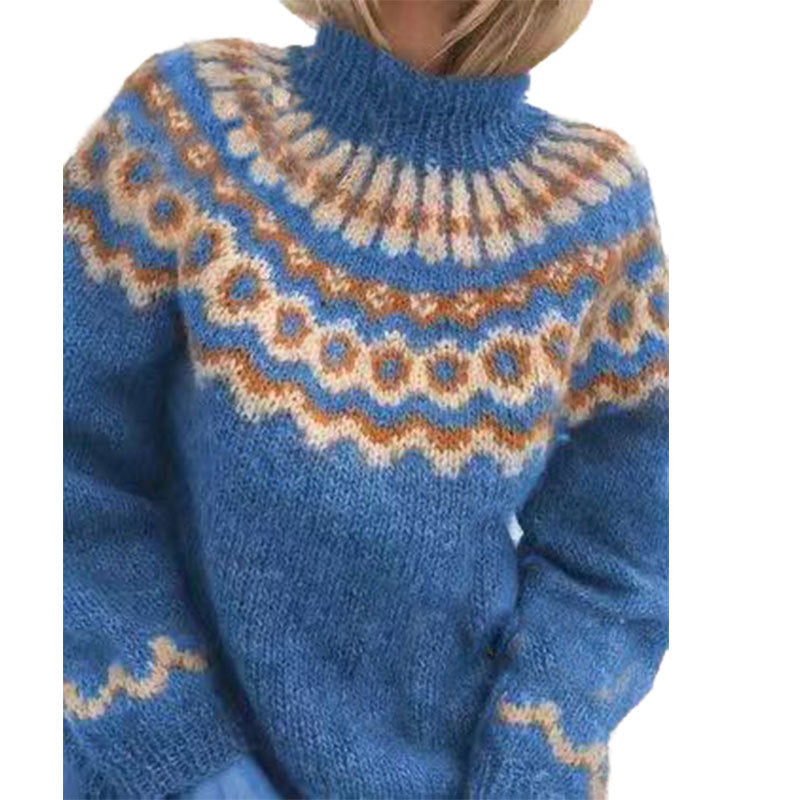 Nordic Jumper | Warm | High Neck | Knitted Sweater | Women's Knitwear-Fashion Nora