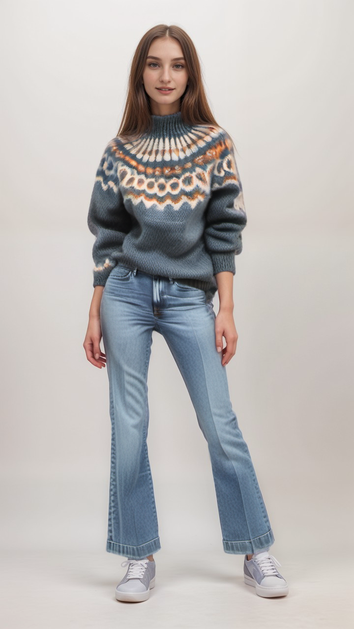 Nordic Jumper | Warm | High Neck | Knitted Sweater | Women's Knitwear-Fashion Nora