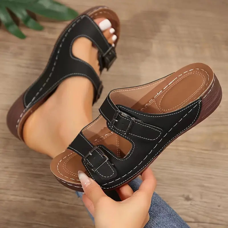 Orthopedic Sandals, Buckle Straps, Soft Sole, Slip On Shoes, Summer Shoes-Fashion Nora