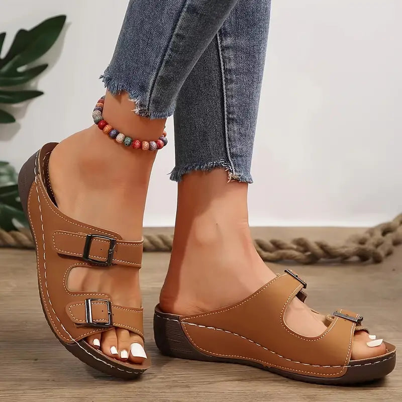 Orthopedic Sandals, Buckle Straps, Soft Sole, Slip On Shoes, Summer Shoes-Fashion Nora