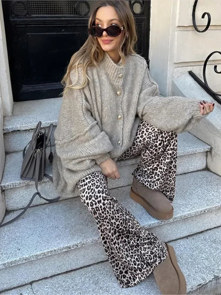 Oversized Cardigan - Button-Up - Chunky - Knitted Cardigan - Women's Cardigan-Fashion Nora