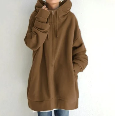Oversized Hoodie | Long | Loose Fit | Zip-Up Hoodie | Hoodies for Women-Fashion Nora