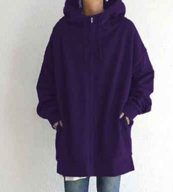Oversized Hoodie | Long | Loose Fit | Zip-Up Hoodie | Hoodies for Women-Fashion Nora