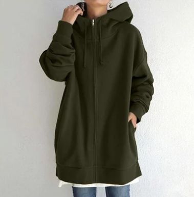 Oversized Hoodie | Long | Loose Fit | Zip-Up Hoodie | Hoodies for Women-Fashion Nora