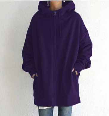 Oversized Hoodie | Long | Loose Fit | Zip-Up Hoodie | Hoodies for Women-Fashion Nora