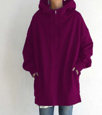 Oversized Hoodie | Long | Loose Fit | Zip-Up Hoodie | Hoodies for Women-Fashion Nora