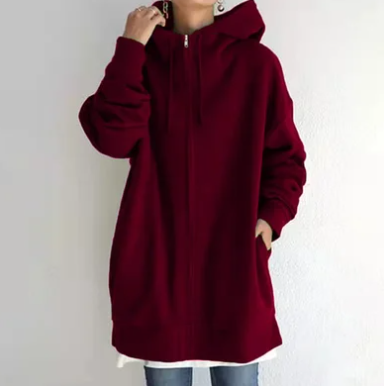 Oversized Hoodie | Long | Loose Fit | Zip-Up Hoodie | Hoodies for Women-Fashion Nora