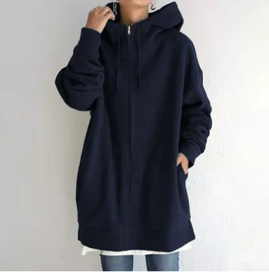 Oversized Hoodie | Long | Loose Fit | Zip-Up Hoodie | Hoodies for Women-Fashion Nora
