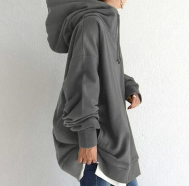 Oversized Hoodie | Long | Loose Fit | Zip-Up Hoodie | Hoodies for Women-Fashion Nora