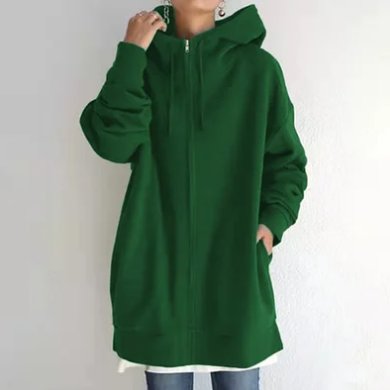 Oversized Hoodie | Long | Loose Fit | Zip-Up Hoodie | Hoodies for Women-Fashion Nora