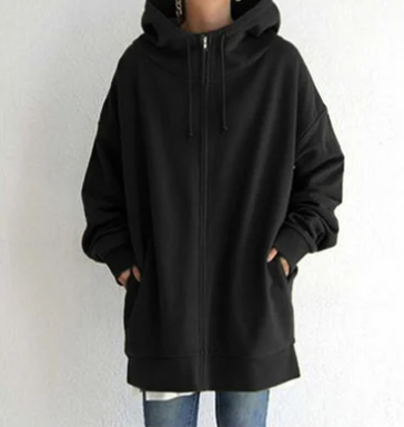 Oversized Hoodie | Long | Loose Fit | Zip-Up Hoodie | Hoodies for Women-Fashion Nora