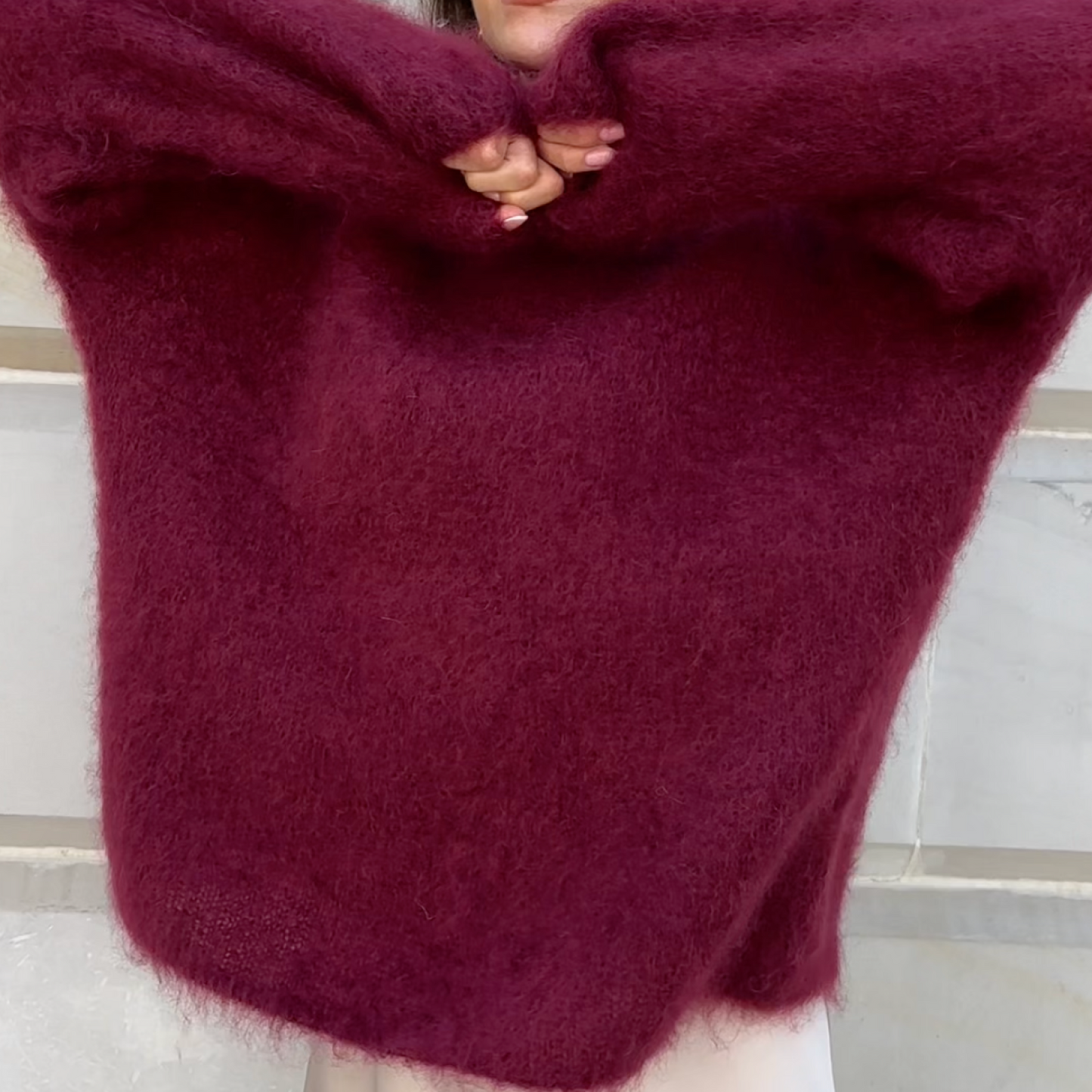 Oversized Sweater | Crew Neck | Fluffy | Pullover Sweater | Women's Knitwear-Fashion Nora