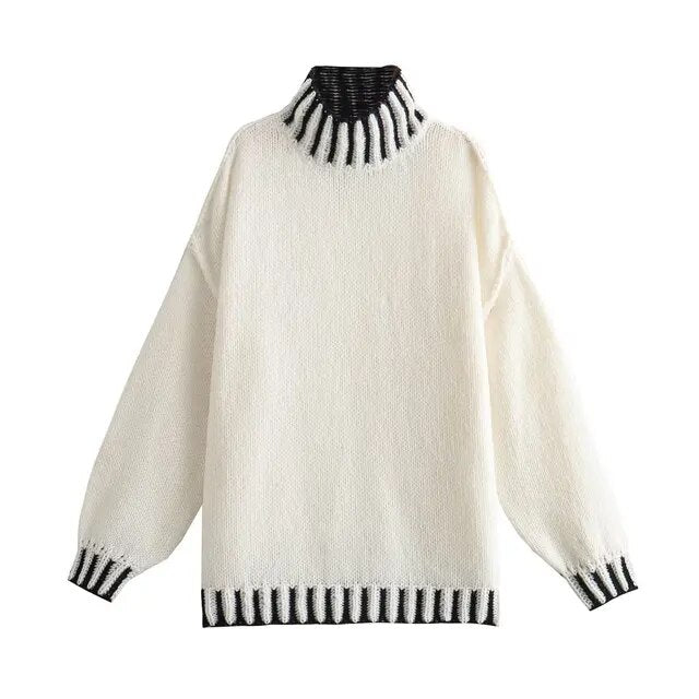 Oversized Sweater | Turtleneck | High Neck | Knitted Jumper | Women's Clothing-Fashion Nora
