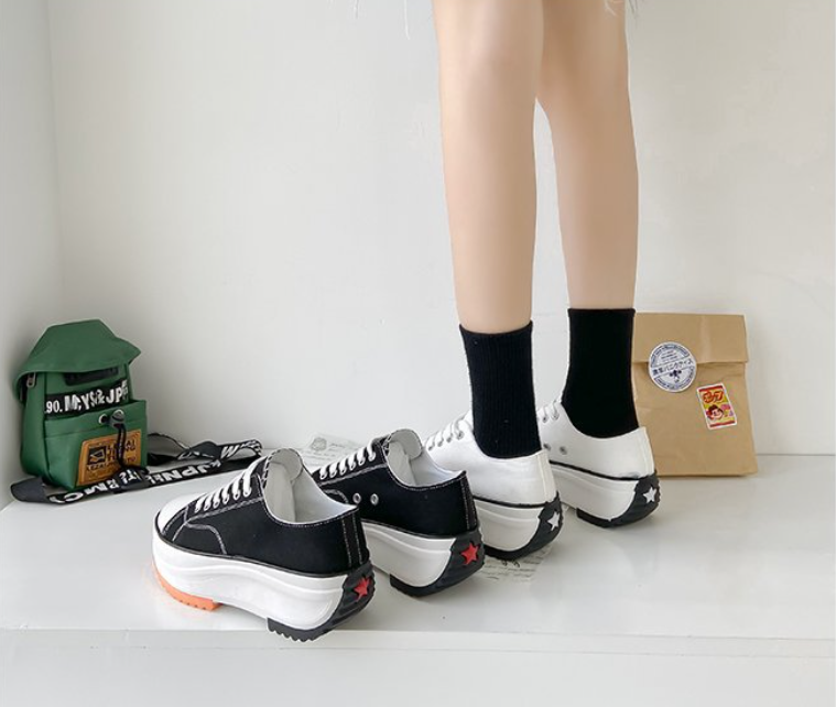 Platform Sneakers - Women's Lightweight Lace-Up Non-Slip Canvas Shoes-Fashion Nora
