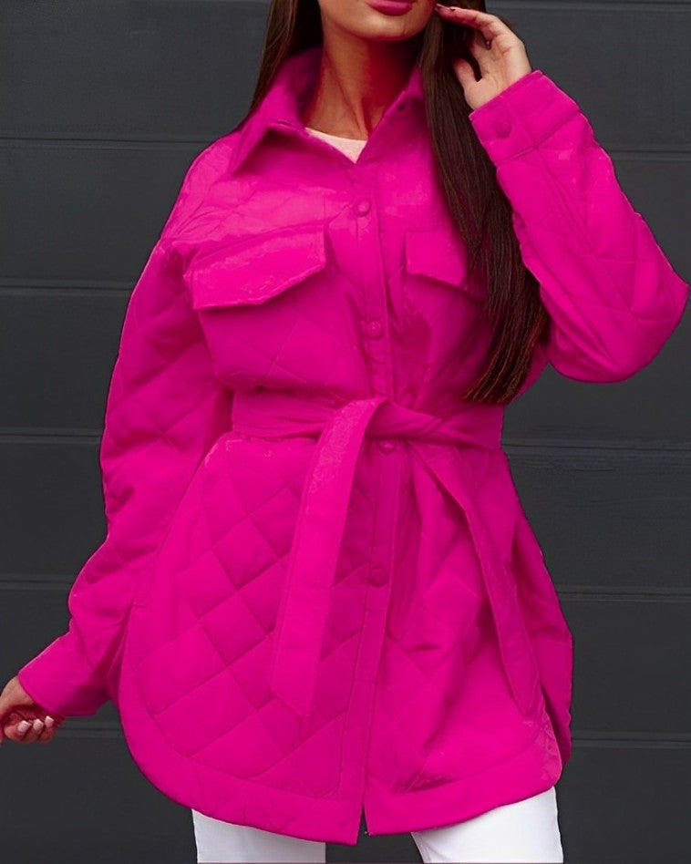 Quilted Jacket | Belt | Lightweight | Padded Jacket | Women's Winter Jacket-Fashion Nora