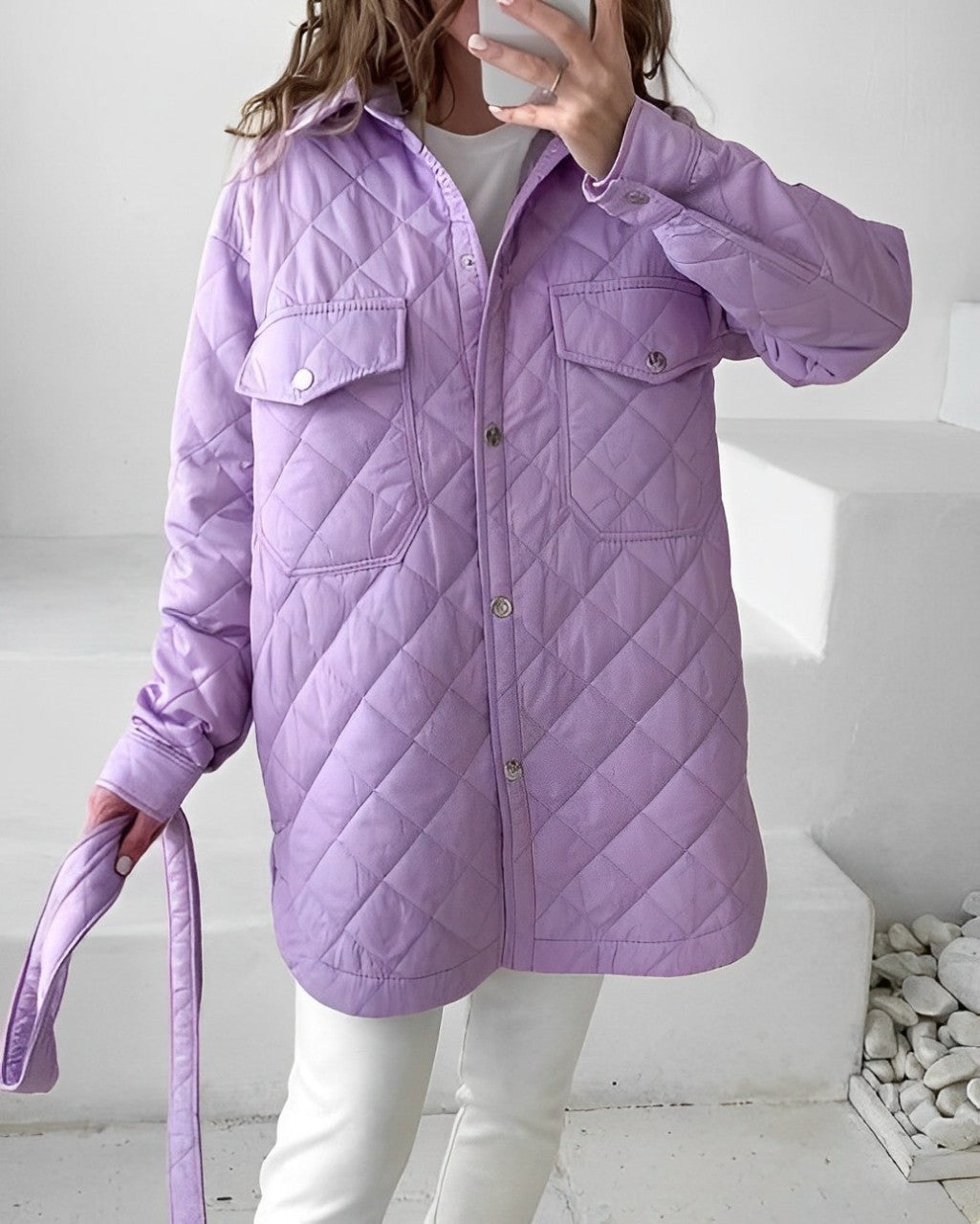 Quilted Jacket | Belt | Lightweight | Padded Jacket | Women's Winter Jacket-Fashion Nora