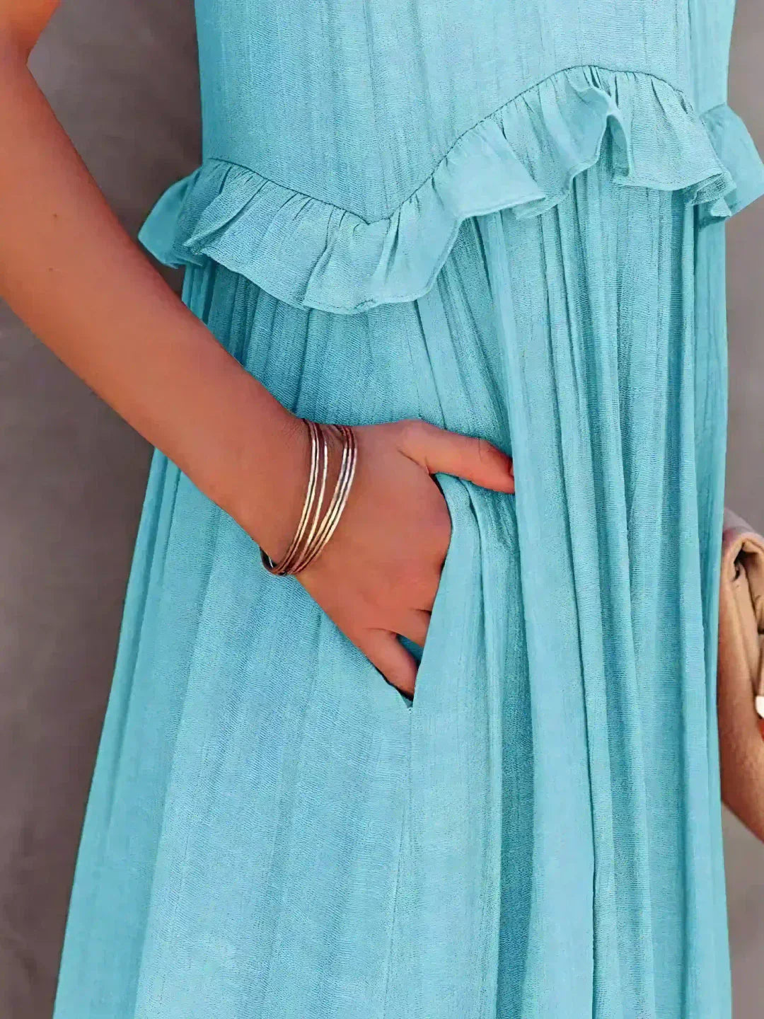 Ruffle Maxi Dress | Halter Neck | Sleeveless | Flowy Dress | Maxi Sundress-Fashion Nora