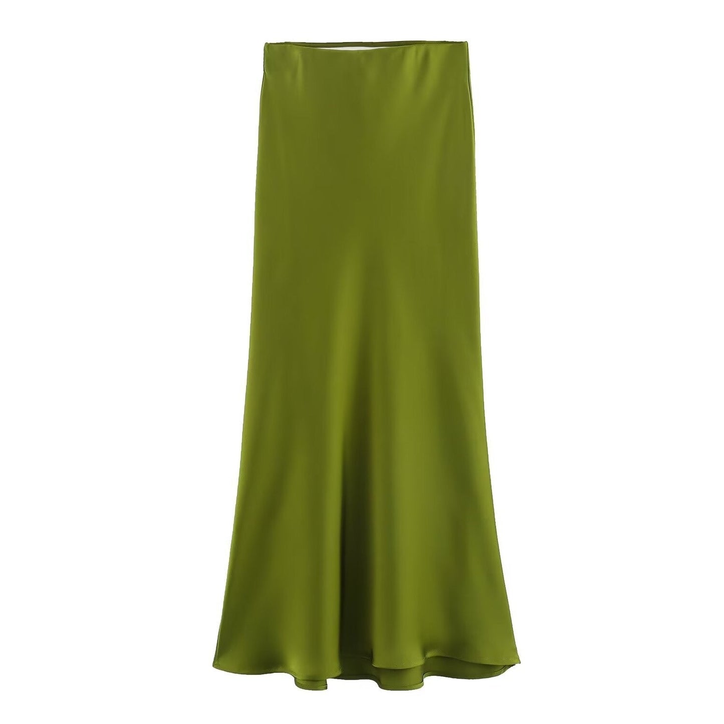 Satin Skirt - Women's High Waist Silk Satin Midi Skirt-Fashion Nora
