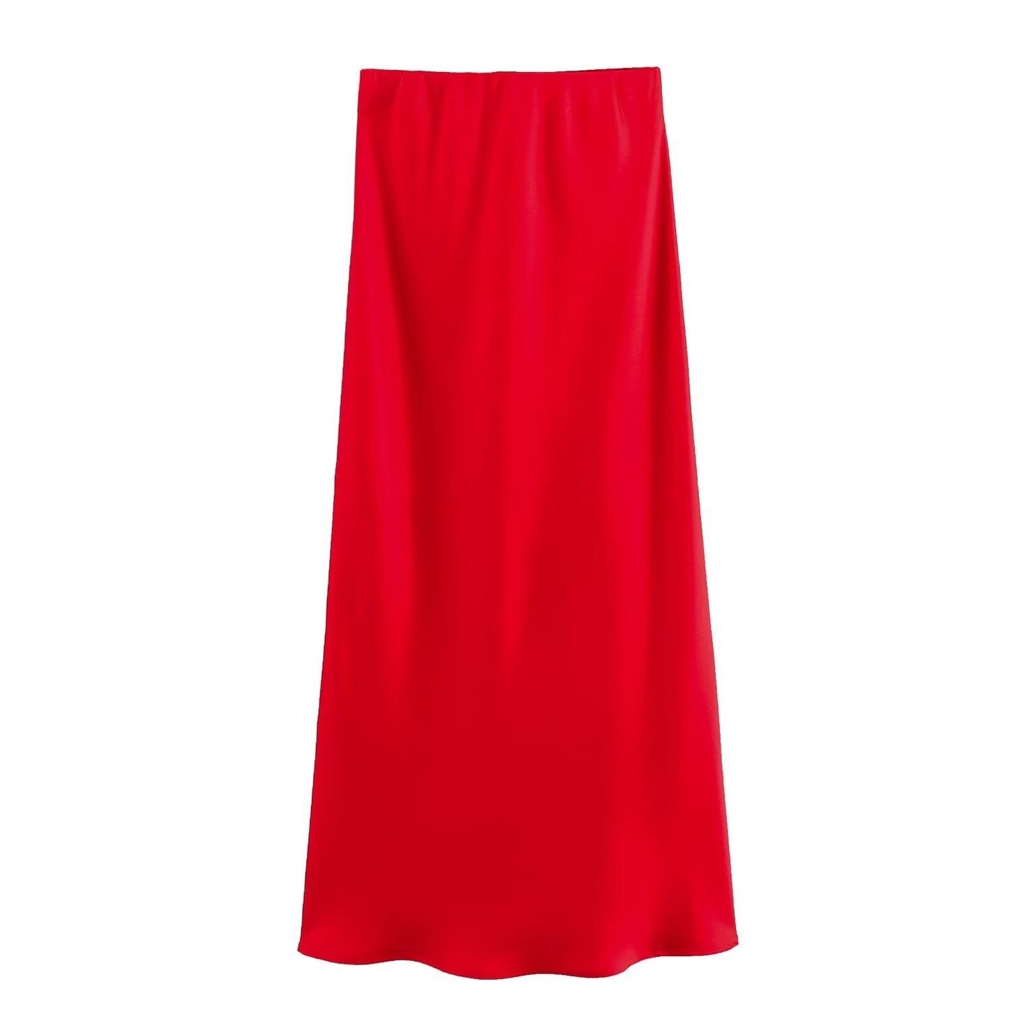 Satin Skirt - Women's High Waist Silk Satin Midi Skirt-Fashion Nora