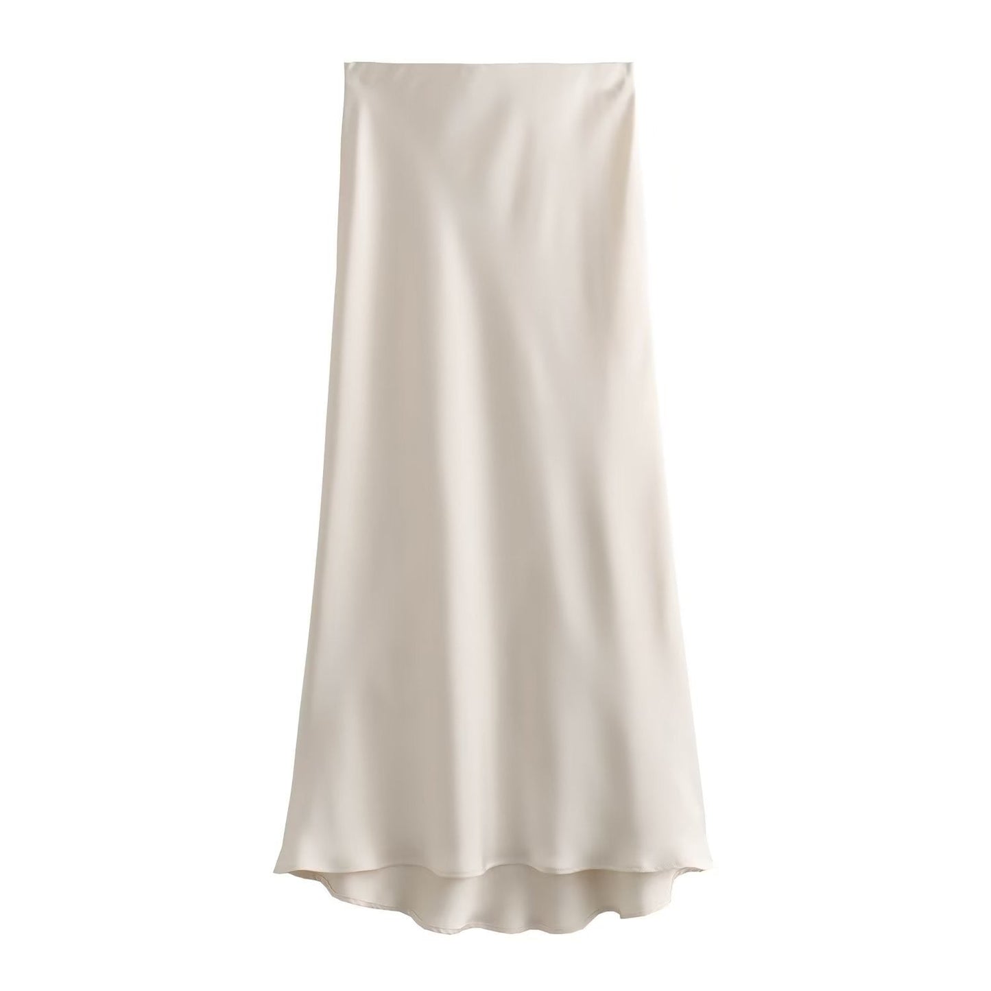 Satin Skirt - Women's High Waist Silk Satin Midi Skirt-Fashion Nora