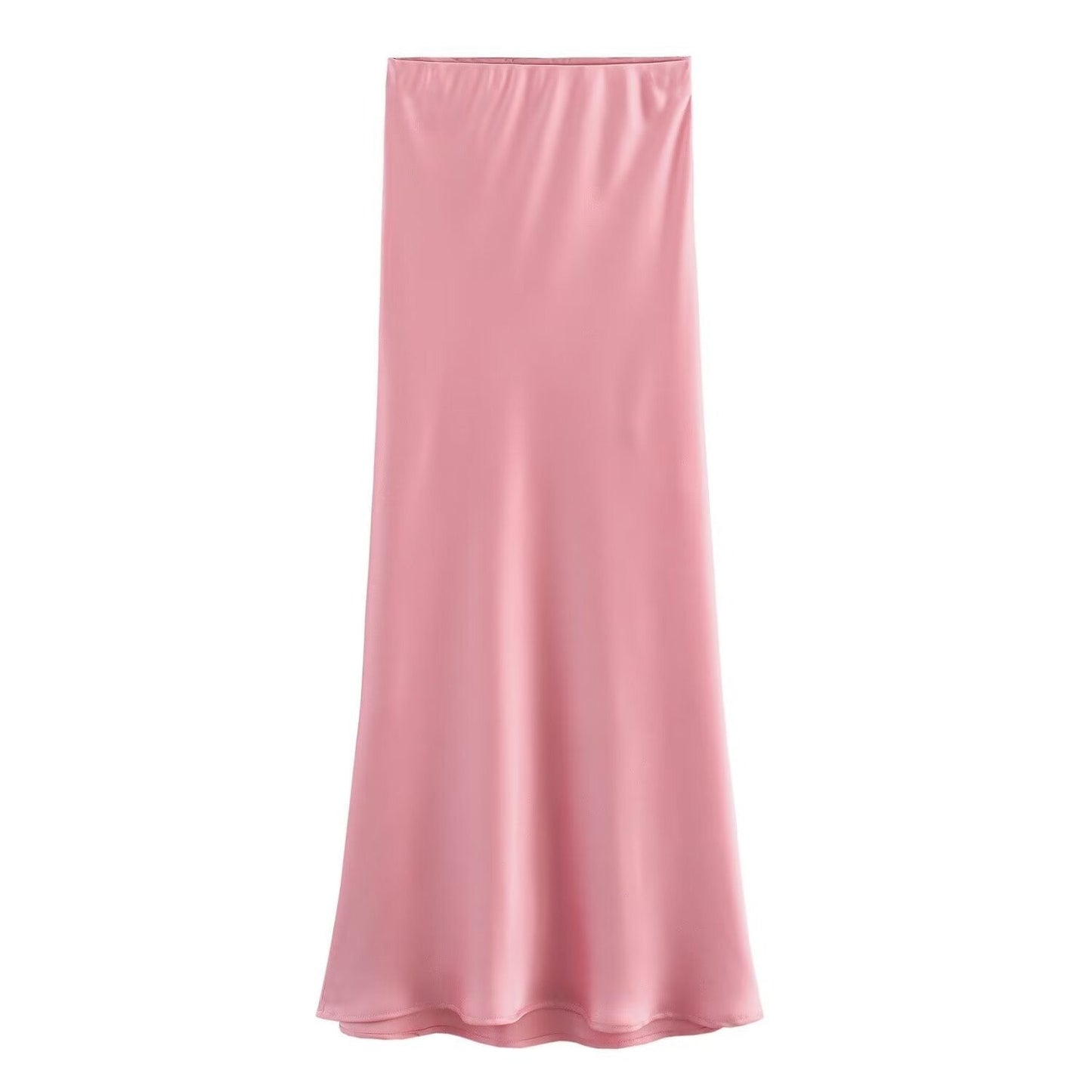 Satin Skirt - Women's High Waist Silk Satin Midi Skirt-Fashion Nora