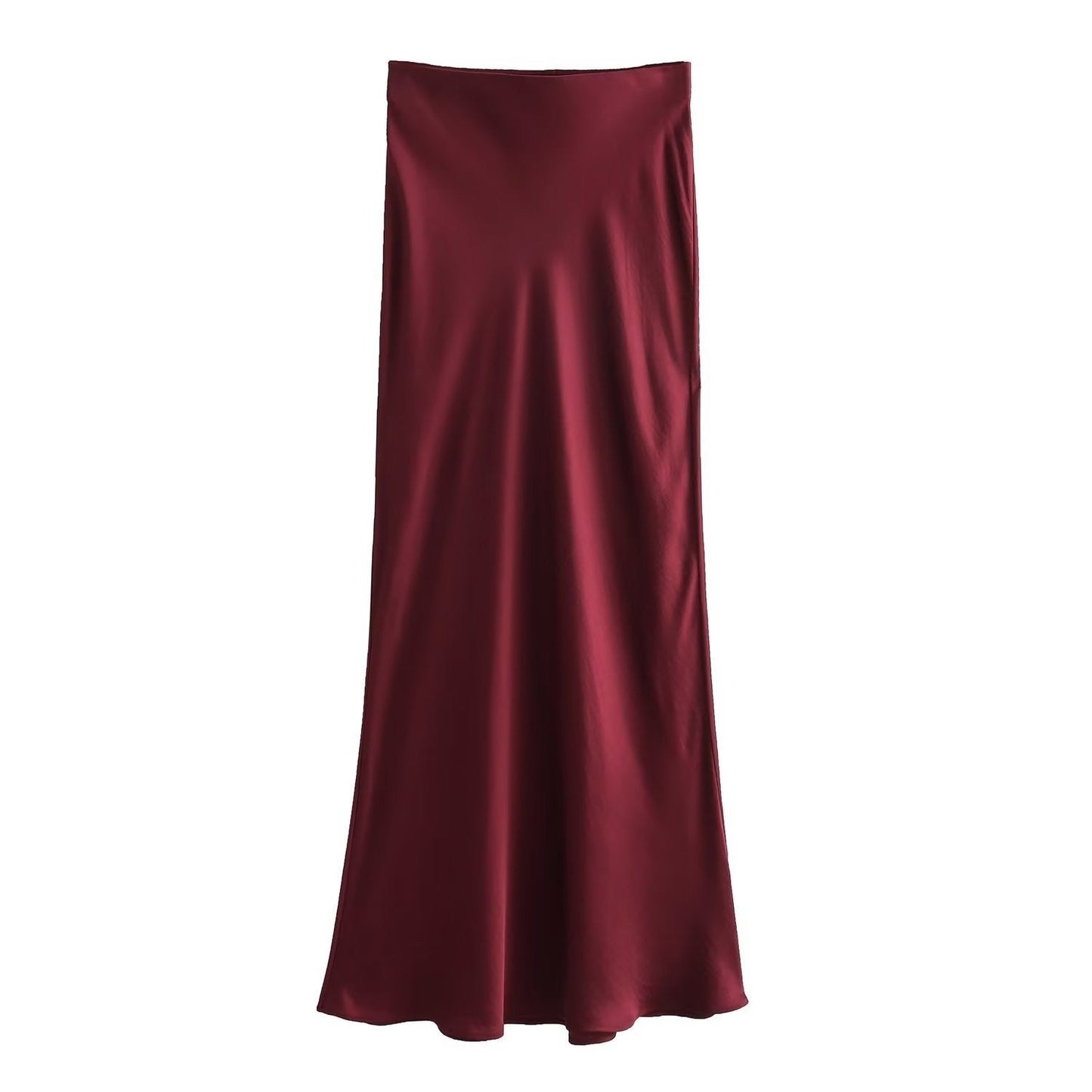 Satin Skirt - Women's High Waist Silk Satin Midi Skirt-Fashion Nora