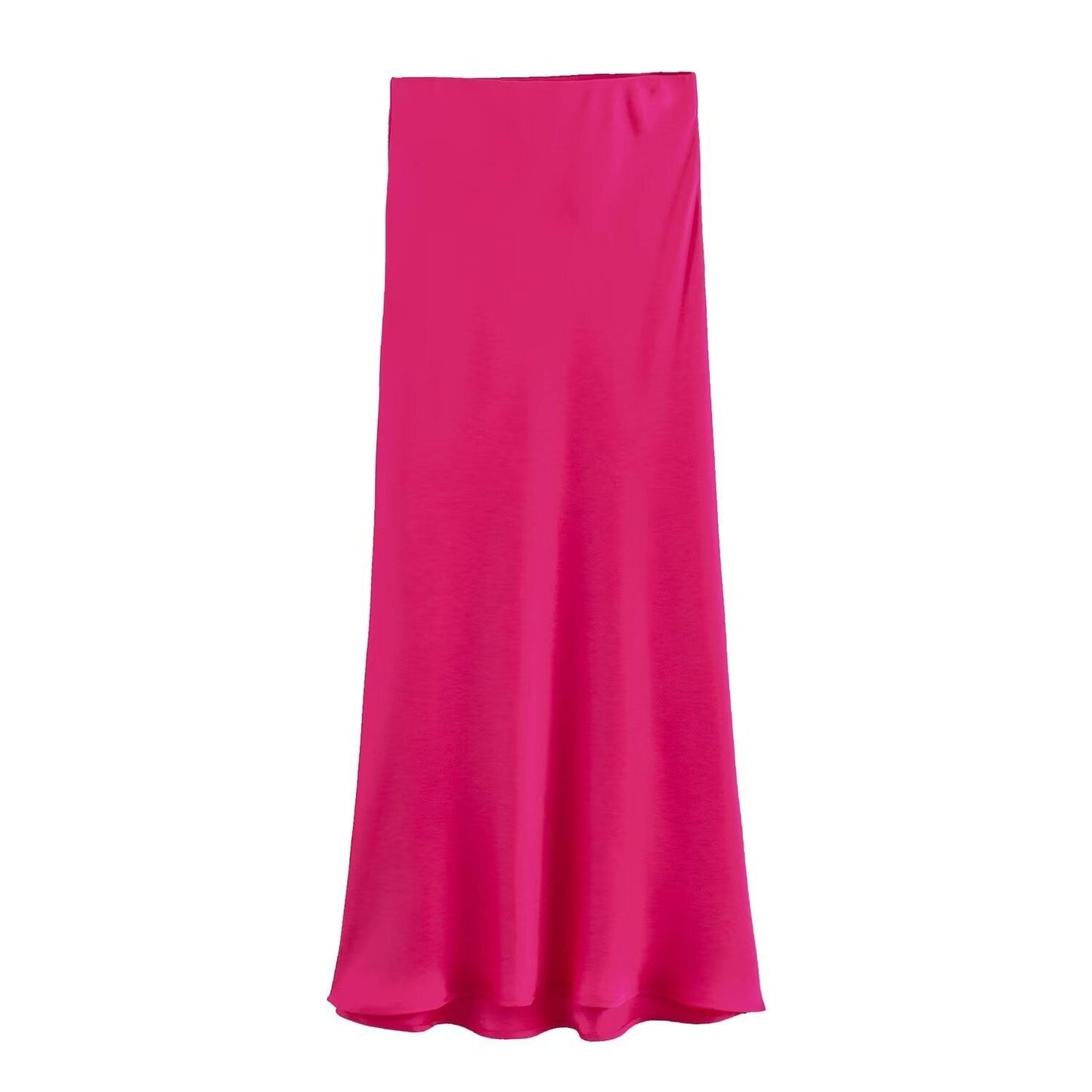 Satin Skirt - Women's High Waist Silk Satin Midi Skirt-Fashion Nora