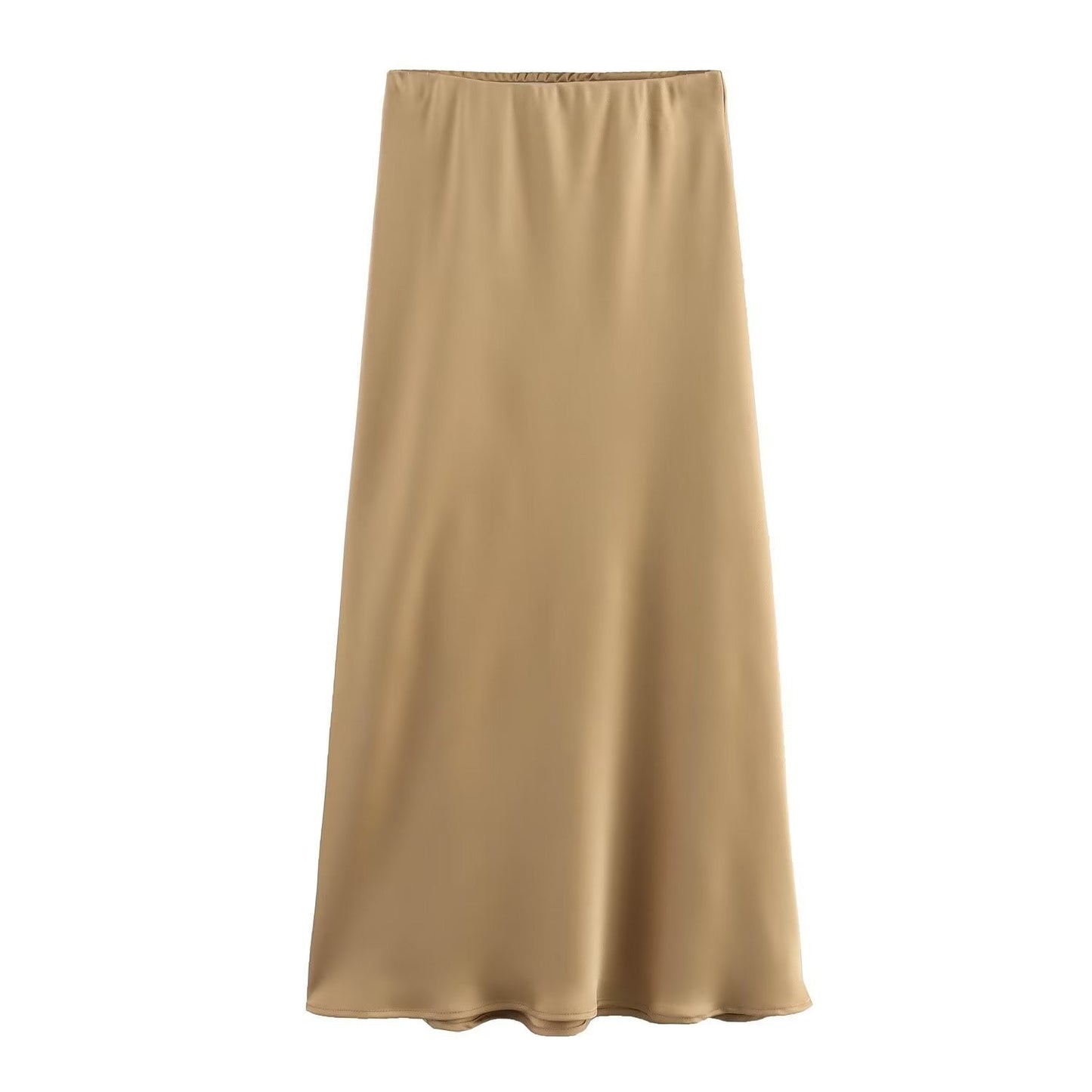 Satin Skirt - Women's High Waist Silk Satin Midi Skirt-Fashion Nora