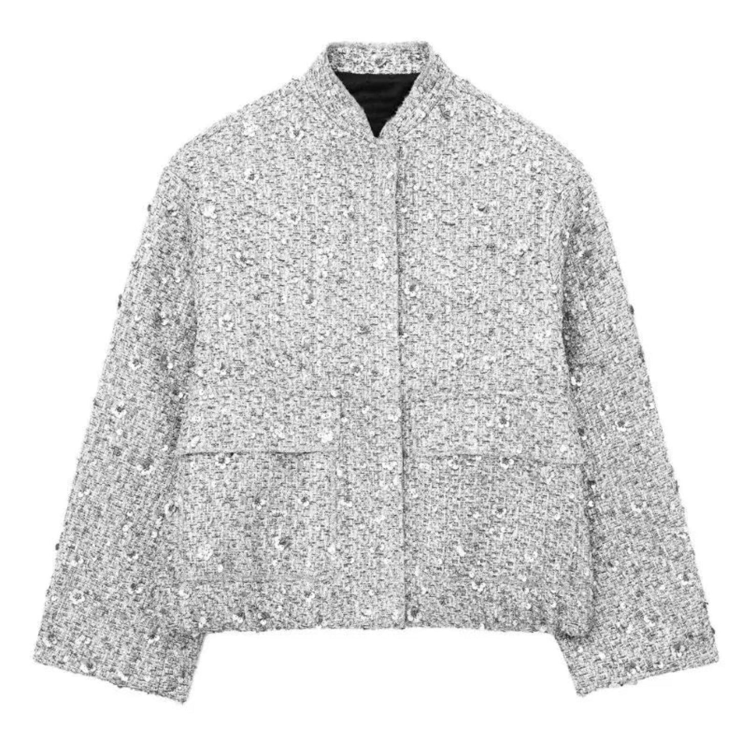 Sequin Jacket - Women's Loose Fit Sparkle Glitter Bomber Jacket-Fashion Nora